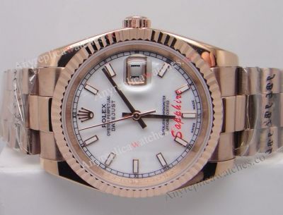 Rolex Datejust Replica Watch - Rose Gold Presidential White MOP Dial